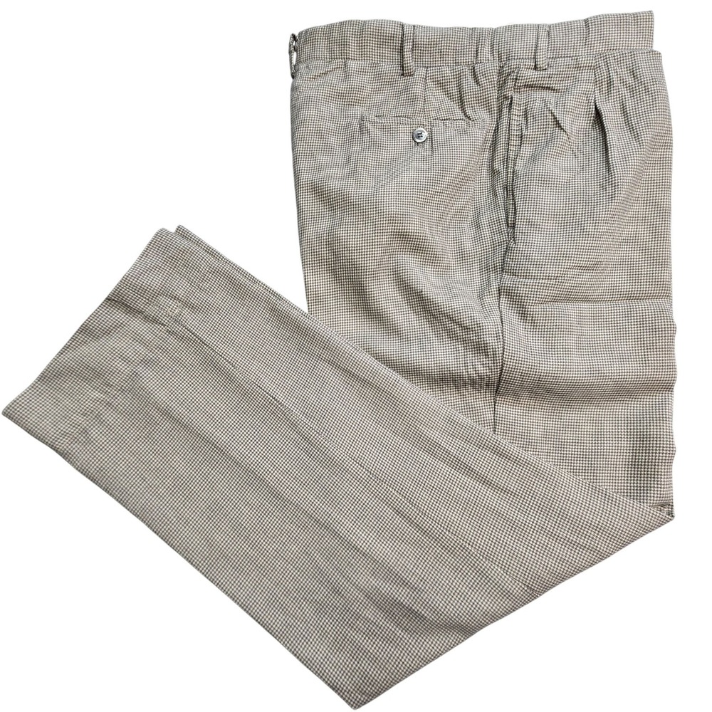 Ralph Lauren Pants Mens Purple Tag 36x30 Beige Dress Cashmere Tweed Pleated